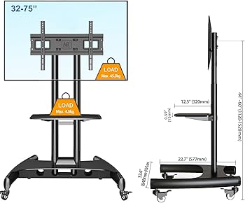 NORTH BAYOU AVF1500-50-1P FLOOR TV STAND MOBILE CART (32-inch to 65-inch)