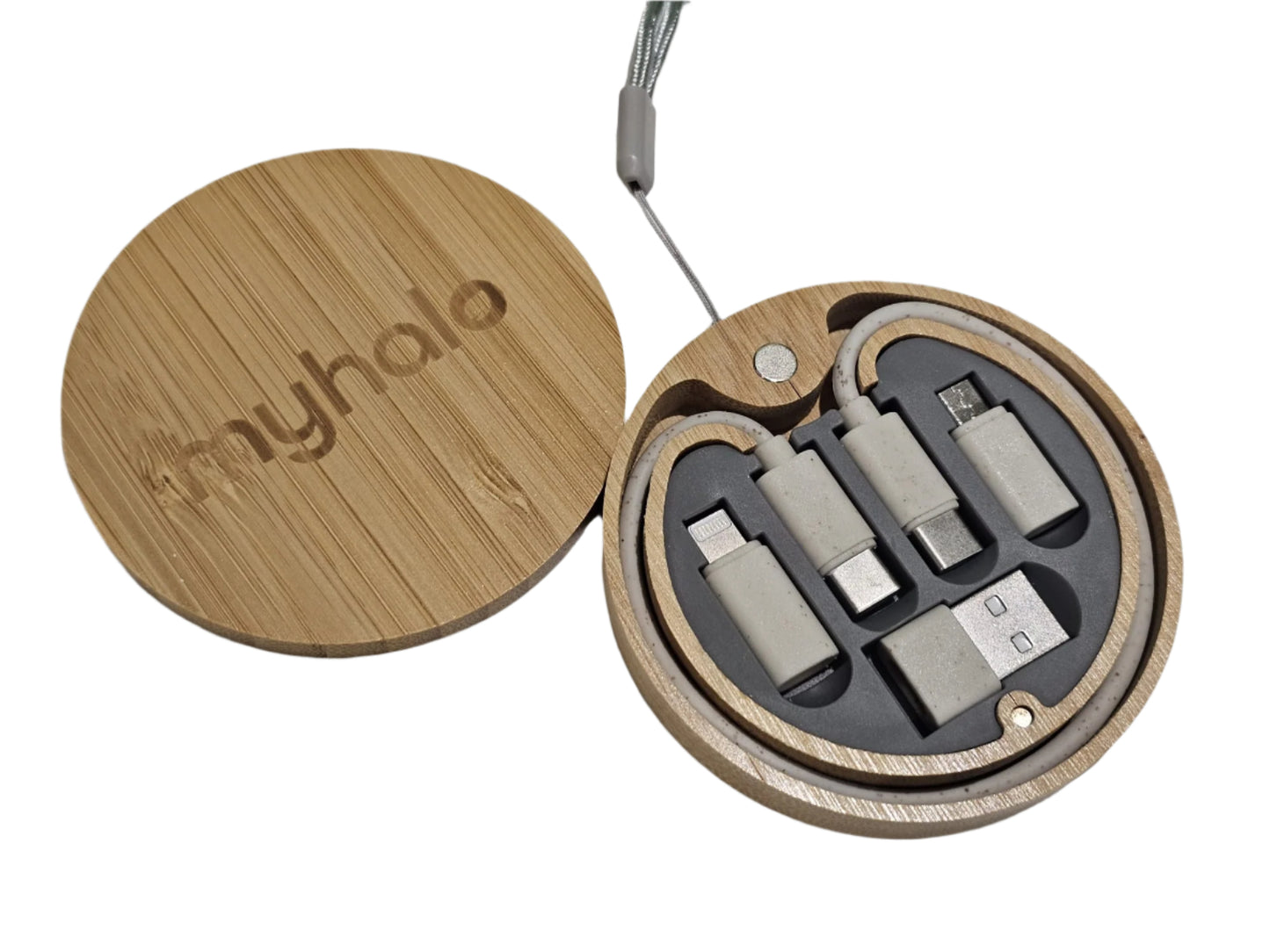 myhalo Bamboo/Recycle Plastic Multi-Functional Charging Kit