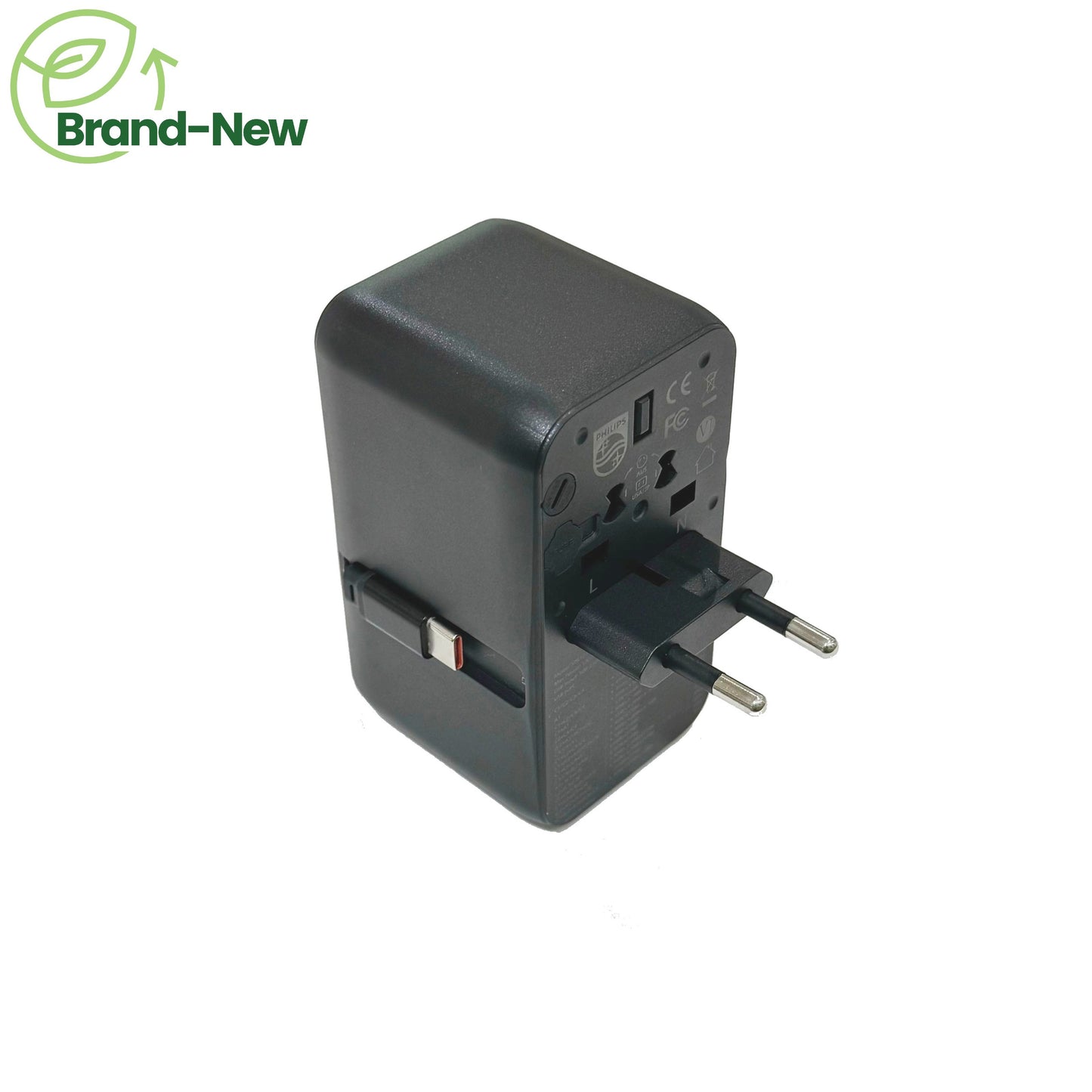 PHILIPS 85W UNIVERSAL TRAVEL ADAPTER WITH RETRACTABLE USB CABLE
