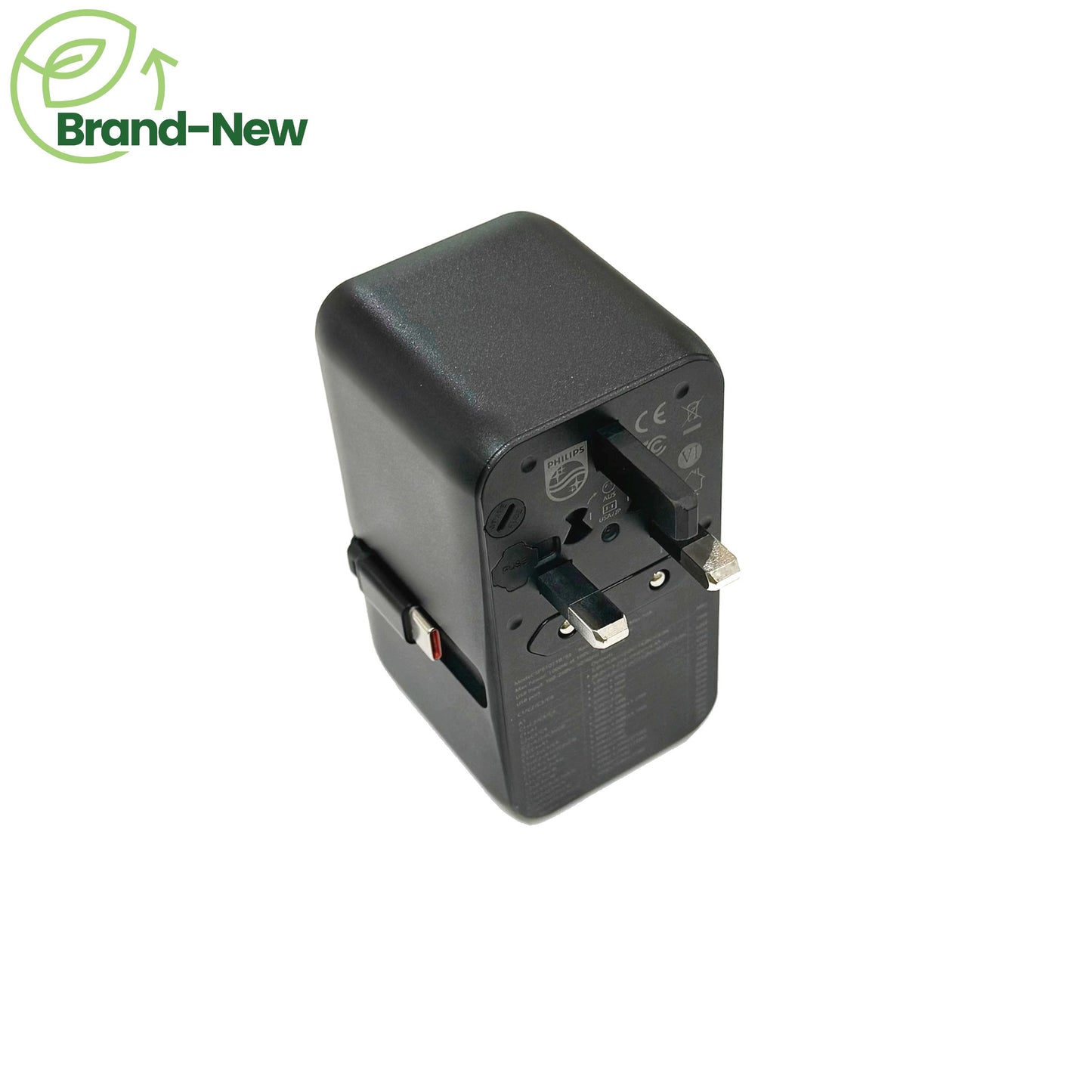 PHILIPS 85W UNIVERSAL TRAVEL ADAPTER WITH RETRACTABLE USB CABLE