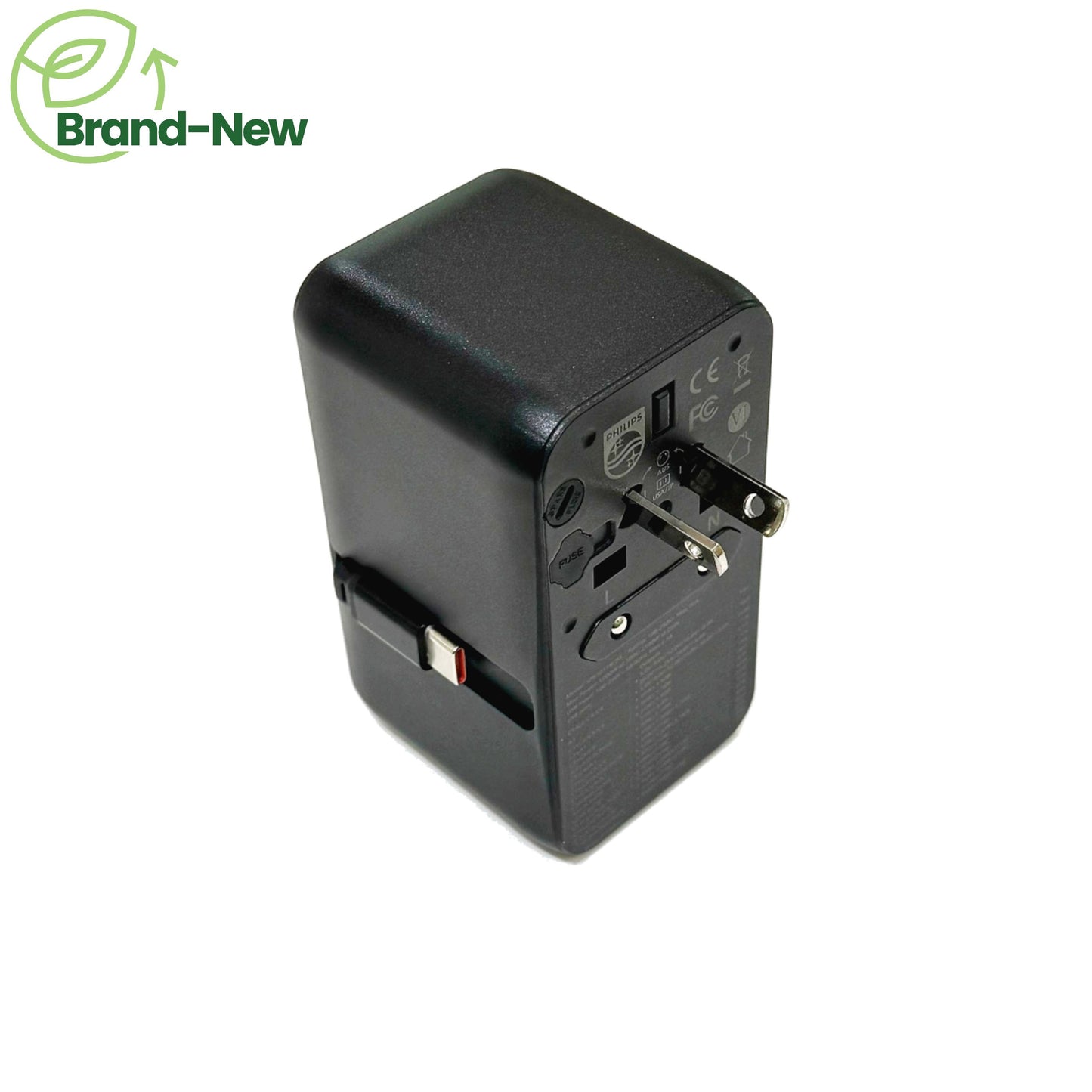 PHILIPS 85W UNIVERSAL TRAVEL ADAPTER WITH RETRACTABLE USB CABLE