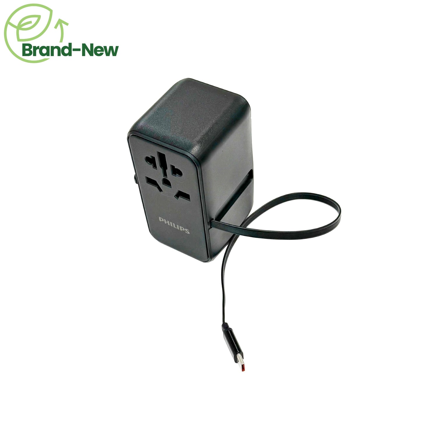 PHILIPS 85W UNIVERSAL TRAVEL ADAPTER WITH RETRACTABLE USB CABLE