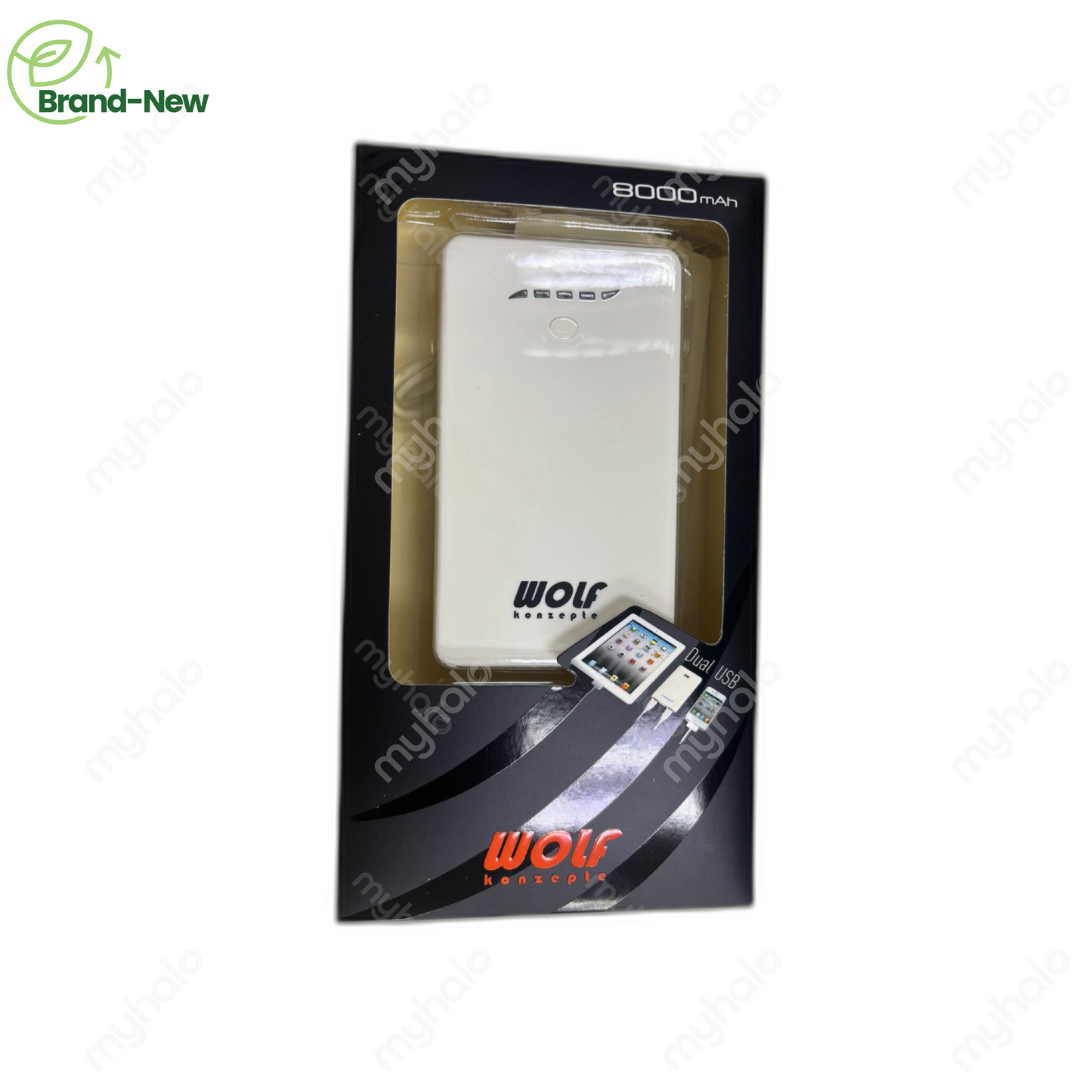 [CERTIFIED SURPLUS] WOLF 8000MAH PORTABLE POWER BANK WITH DUAL USB PORTS & LED FLASHLIGHT