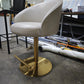 [CERTIFIED RELOVED] Swivel Barrel Accent Chair (Pu Leather - Taupe) (Gold Pedestal Base | Hydraulic 55-85CM)