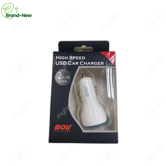 [CERTIFIED SURPLUS] WOLF HIGH SPEED DUAL USB CAR CHARGER 5V 3.1A FOR PHONE & TABLET
