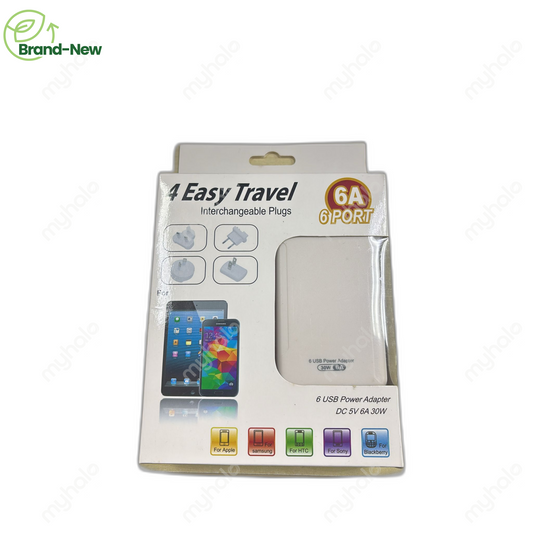 [CERTIFIED SURPLUS] 30W USB TRAVEL CHARGER (6 USB) WITH WORLDWIDE 100-240V INPUT