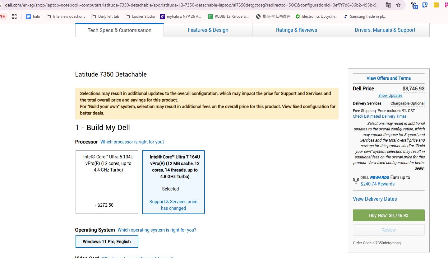 DELL LATITUDE 7350 DETACHABLE (CORE ULTRA 7 164U/16GB/512GB SSD) (TOUCHSCREEN | THIN & LIGHT | 5G eSIM) COMPLETE CARE ACCIDENTAL WARRANTY DEC 2028