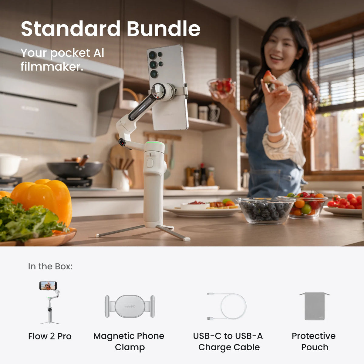 [认证二手翻新] Insta360 Flow 2 Pro (2025) (Stone Gray)