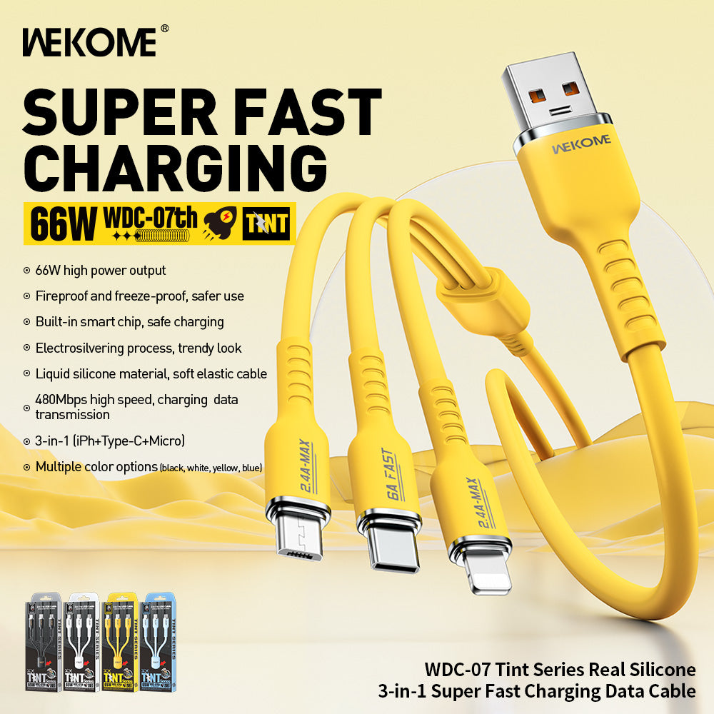 [BRAND NEW] WEKOME WDC-07TH 65W 2-IN-1 FAST CHARGING CABLE 1.2M