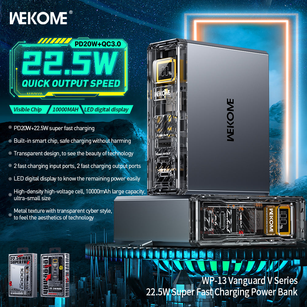 [BRAND NEW] WEKOME WP-13 VANGUARD V SERIES 10000MAH 22.5W FAST CHARGE POWER BANK