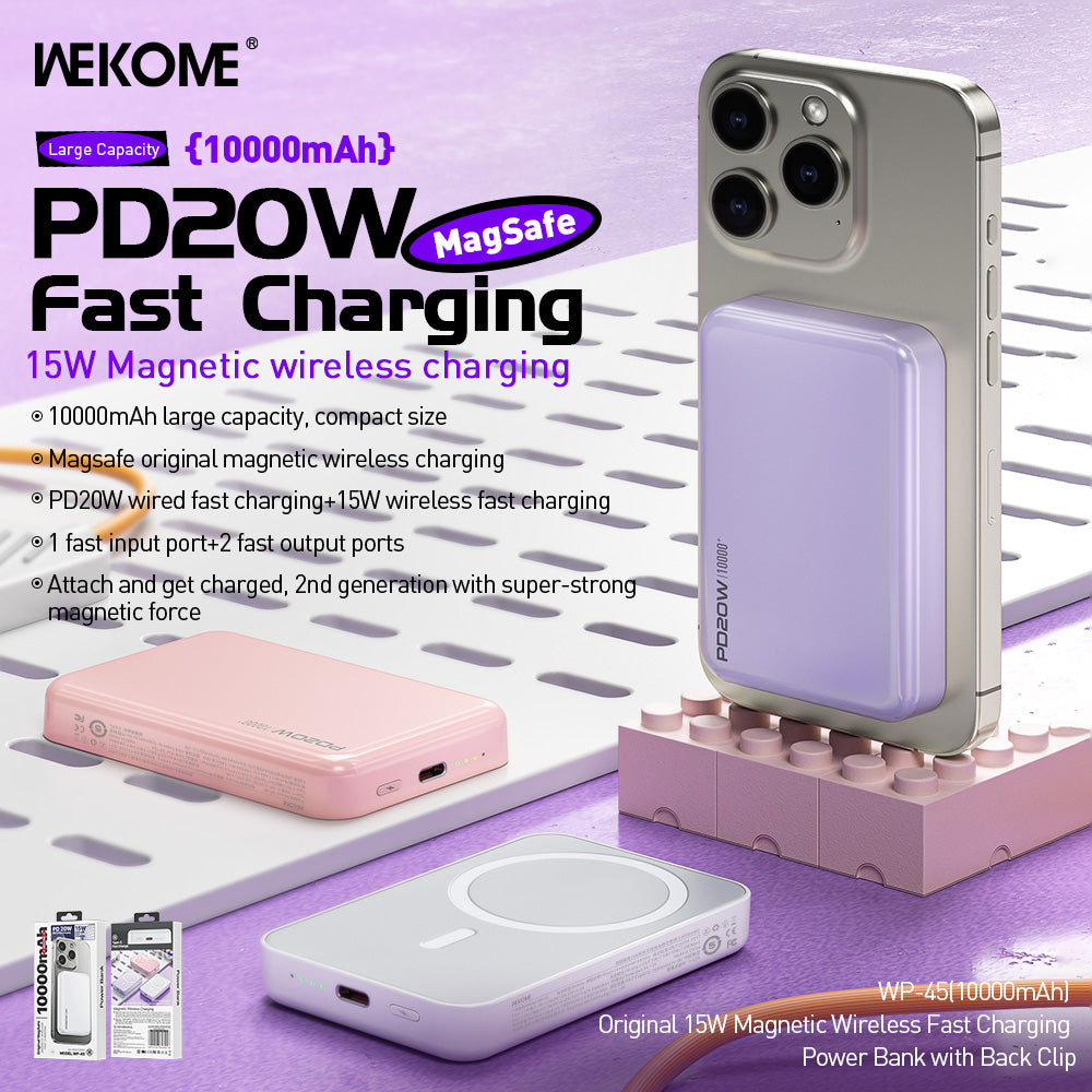 [BRAND NEW] WEKOME WP-45 MAGNETIC WIRELESS POWER BANK 10000MAH FAST CHARGE 15W