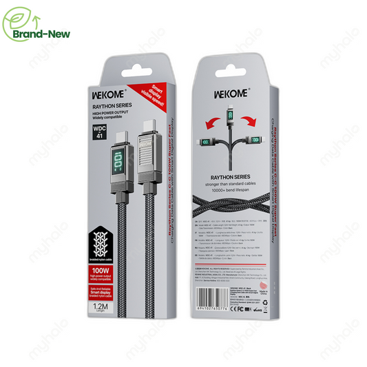 [BRAND NEW] WEKOME WDC-41 100W TYPE-C TO TYPE-C FAST CHARGING CABLE (DISPLAY)  1.2M