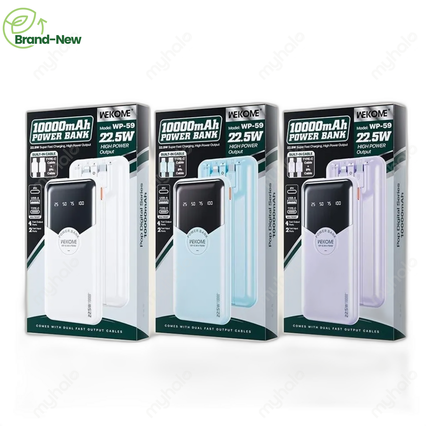 [BRAND NEW] WEKOME WP-59 10000MAH POWER BANK WITH BUILT-IN CABLES