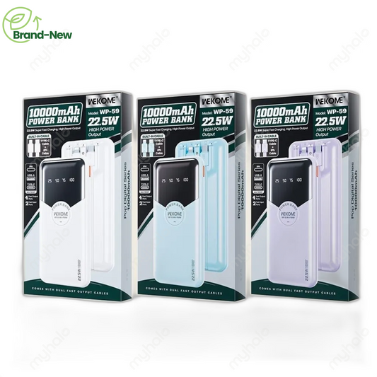 [BRAND NEW] WEKOME WP-59 10000MAH POWER BANK WITH BUILT-IN CABLES