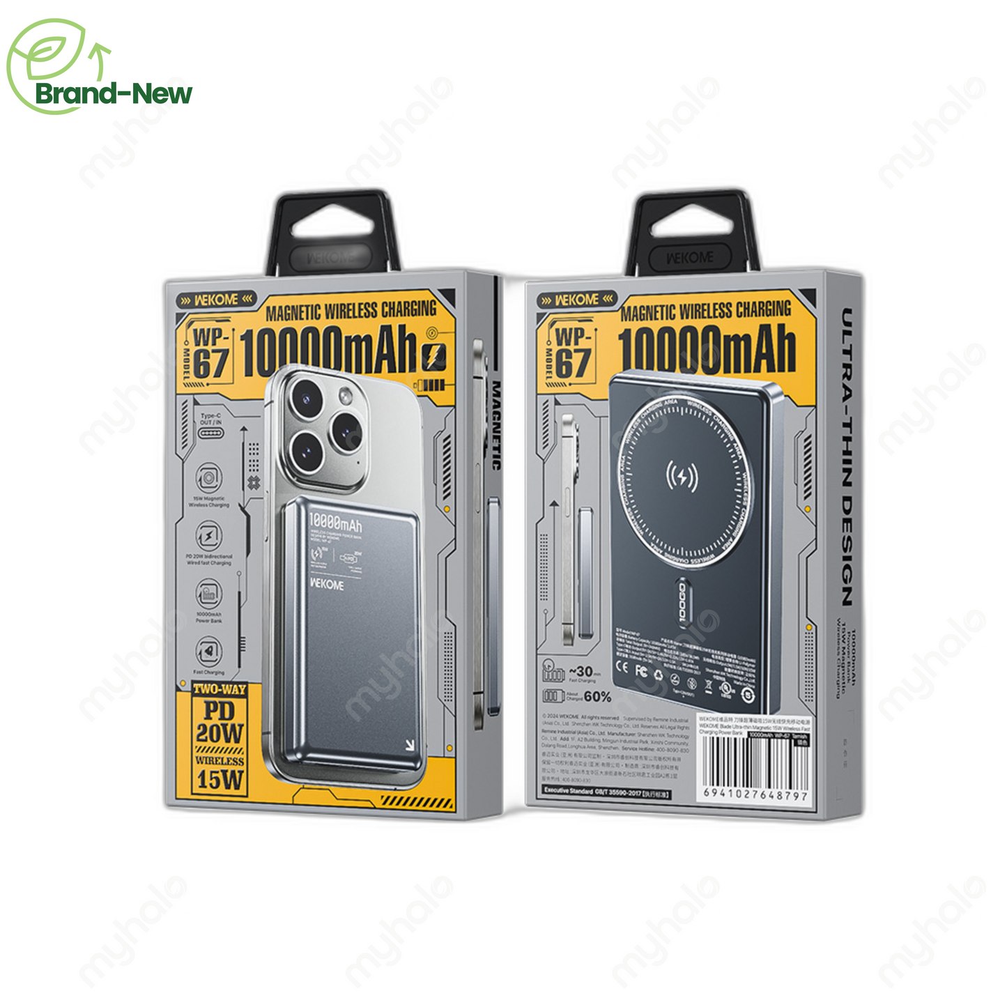 [BRAND NEW] WEKOME WP-67 BLADE ULTRA-THIN MAGNETIC WIRELESS POWER BANK 10000MAH 15W