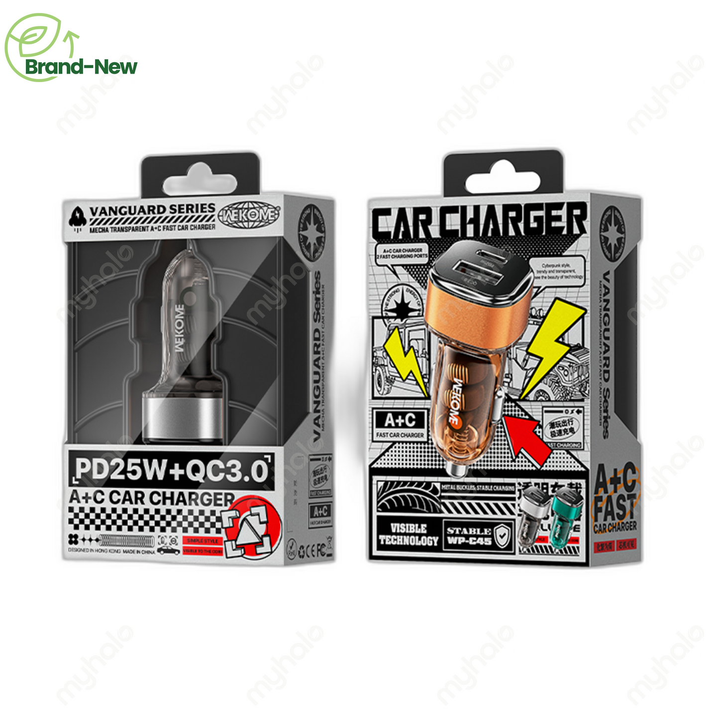 [BRAND NEW] WEKOME WP-C45 43W DUAL-PORT FAST CAR CHARGER
