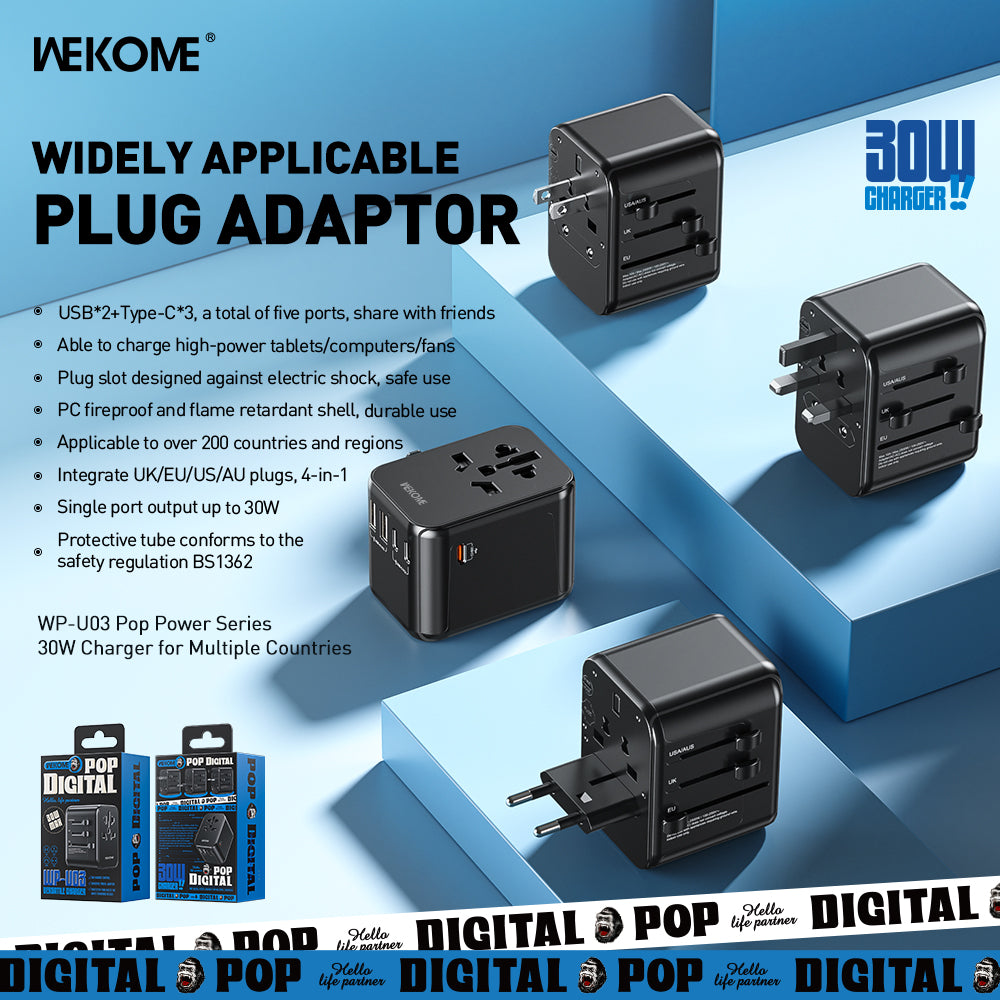 [全新] WEKOME WP-U03 30W 三 USB-C 口通用旅行转换器