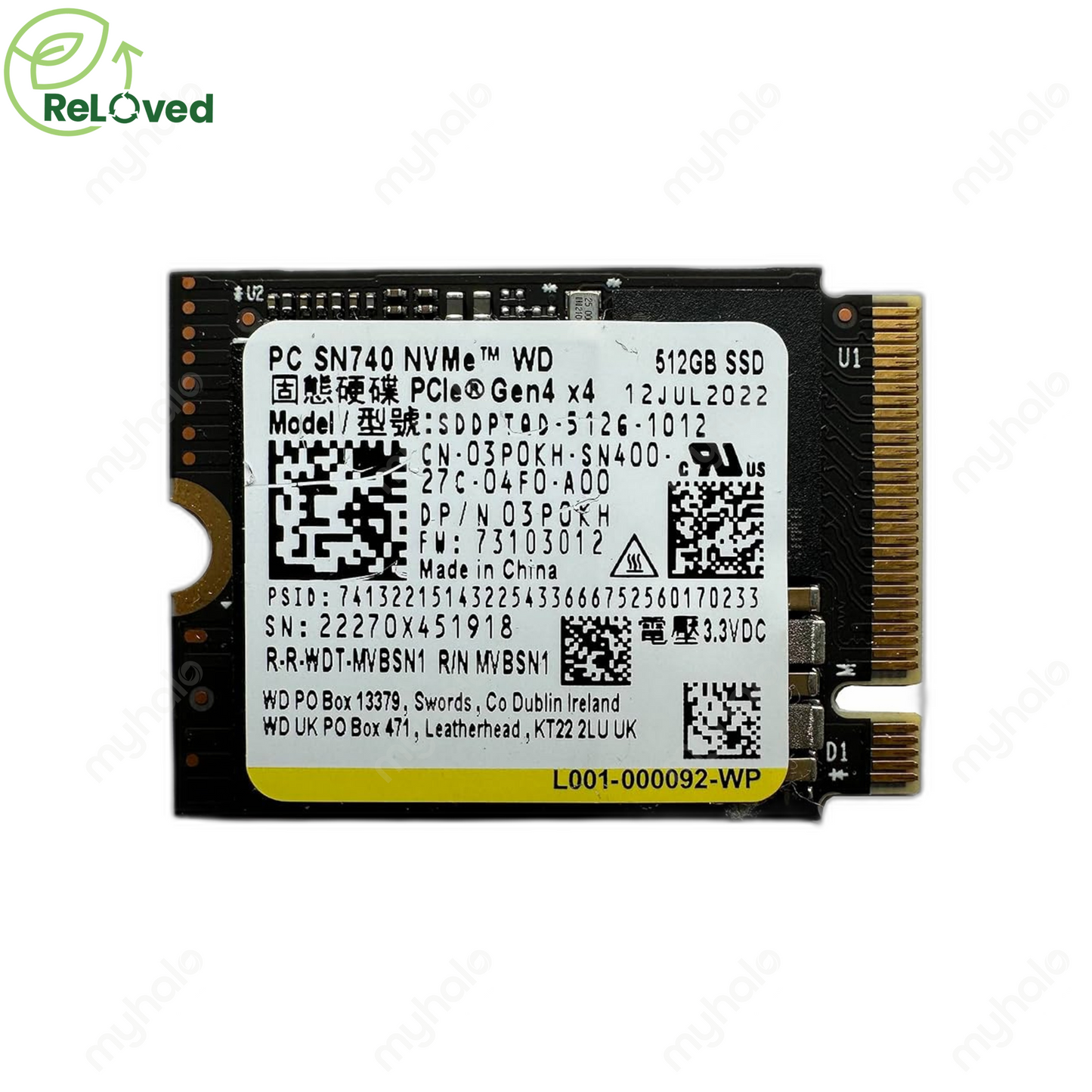 WD 512GB SSD PCIe GEN4 NVMe M.2 2230 (SSDPTQD512G1012)