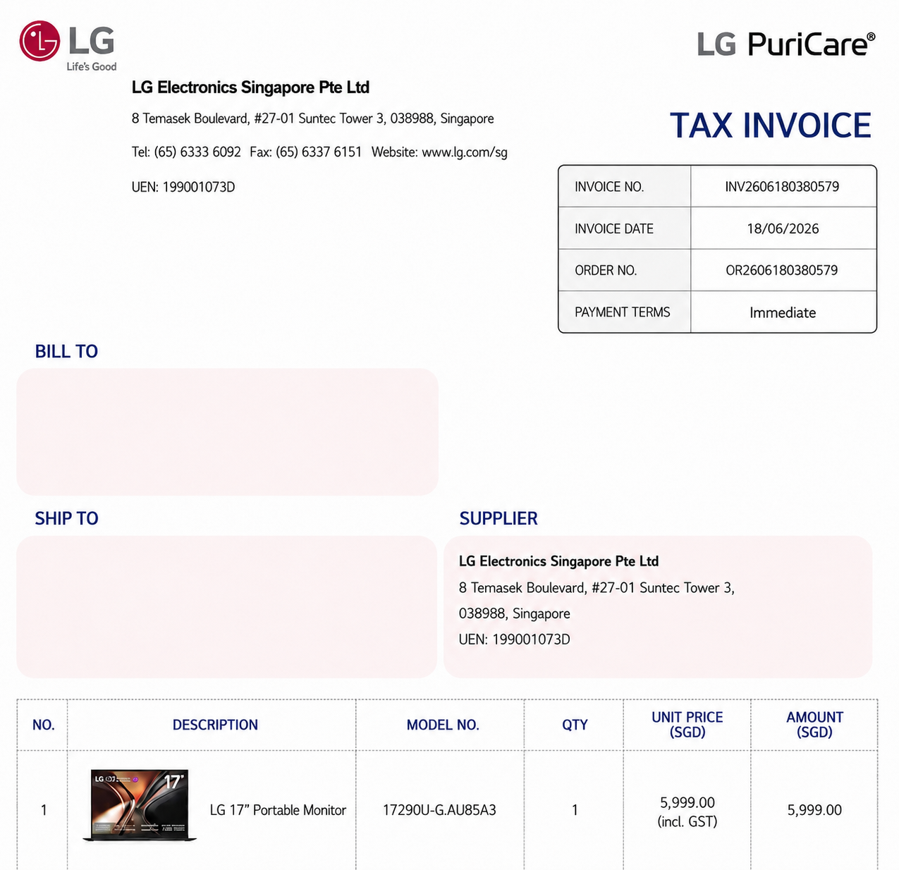 LG GRAM PRO 17 17Z90U-G.AU85A3 (ULTRA 7 355 / 32GB / 512GB SSD) WRTY JUN 2028