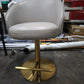 [CERTIFIED RELOVED] Swivel Barrel Accent Chair (Pu Leather - Taupe) (Gold Pedestal Base | Hydraulic 55-85CM)
