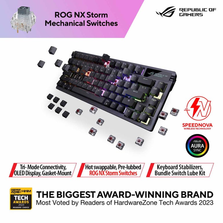 ASUS ROG AZOTH NX STORM M701 WIRELESS GAMING KEYBOARD (TRI-MODE CONNECTIVITY)