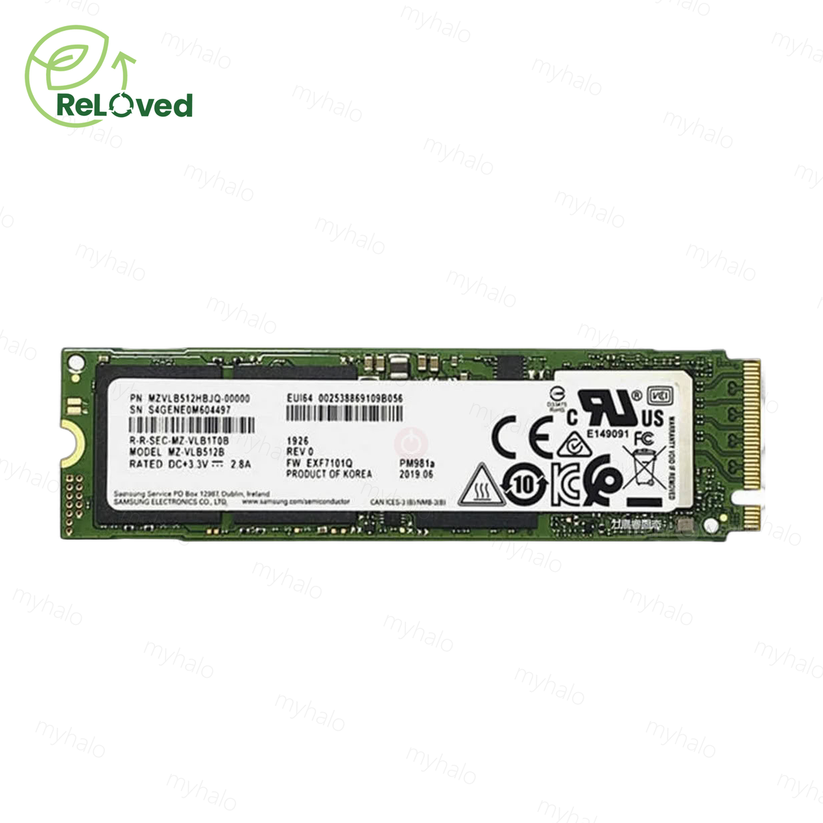 [认证二手翻新] Samsung PM981a 512GB SSD PCIe Gen 3 NVMe M.2 2280 (MZVLB512HBJQ)